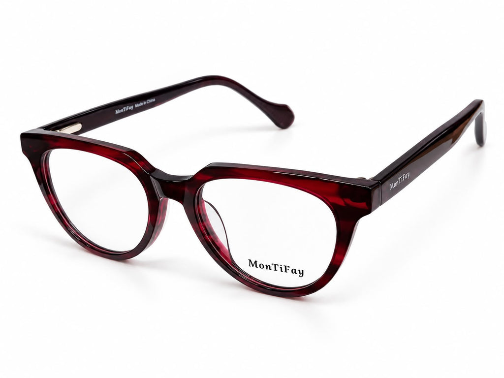 RDA10217 burgundy tortoise cat-eye frame — angle