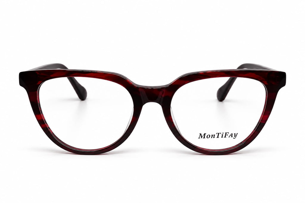 RDA10217 burgundy tortoise cat-eye frame — front